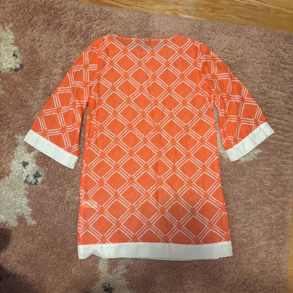 Talbots Cotton-Silk Blend Tunic Top - Lightweight Coral/White Womens Sz Small - Picture 5 of 7